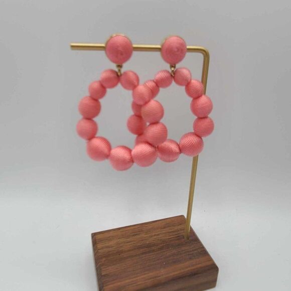 J Crew Factory Pink Thread Wrapped Statement Earrings NWOT! - Picture 9 of 10